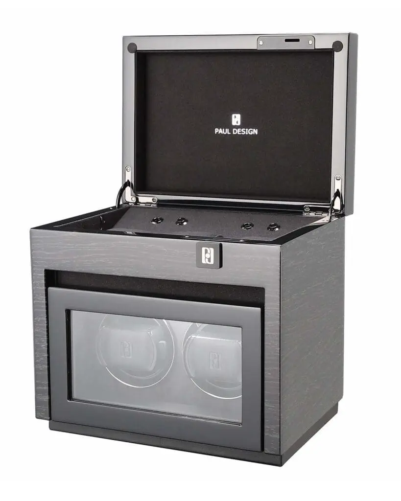 SwissBoutiqueкутия за съхранение на часовници PaulDesign Gentlemen 2+3 Black Apricot open1 SwissBoutique_кутия-за-съхранение-на-часовници-PaulDesign-Gentlemen 2+3 Black Apricot open_1