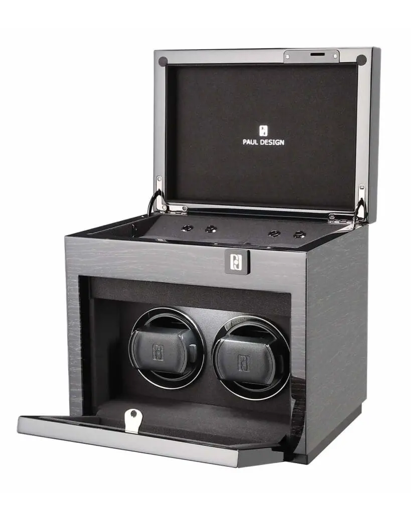 SwissBoutiqueкутия за съхранение на часовници PaulDesign Gentlemen 2+3 Black Apricot open2 SwissBoutique_кутия-за-съхранение-на-часовници-PaulDesign-Gentlemen 2+3 Black Apricot open_2